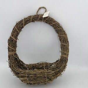 Vtg Woven Nest Wall Basket with Hang Loop Rustic Farmhouse Boho Decor Storage